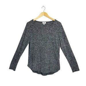 Old Navy Women's Boatneck Long Sleeve Top in Heathered Gray /Black- Sz M